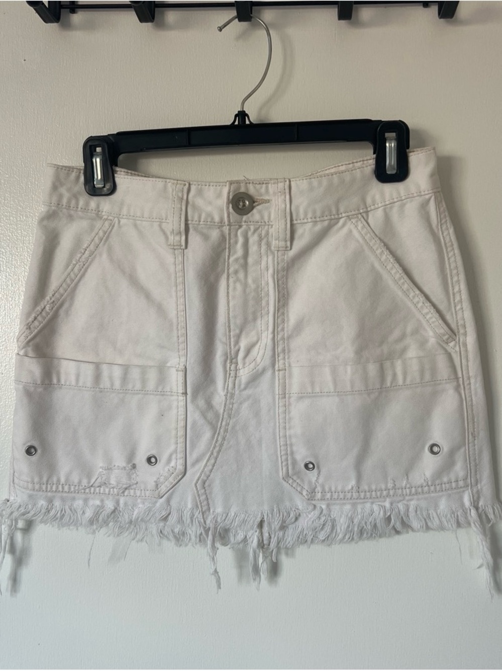 Free People white denim skirt